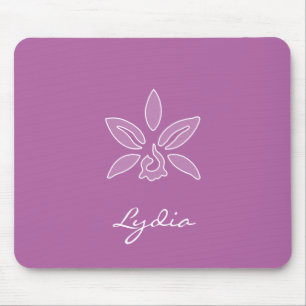 Elegant Orchid Simple Bold Purple Flower With Name Mouse Pad