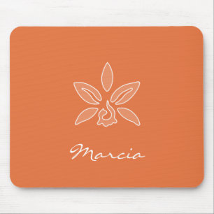 Elegant Orchid Simple Rich Orange Flower With Name Mouse Pad