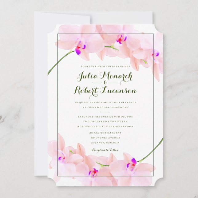Elegant Orchid Wedding Invitation (Front)
