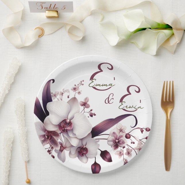 Elegant Orchid Wedding Paper Plate (Wedding)