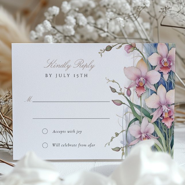 Elegant Orchid Wedding RSVP Card Pastel (Creator Uploaded)