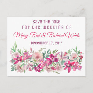 Elegant Orchids and Roses Romantic Save The Date Postcard