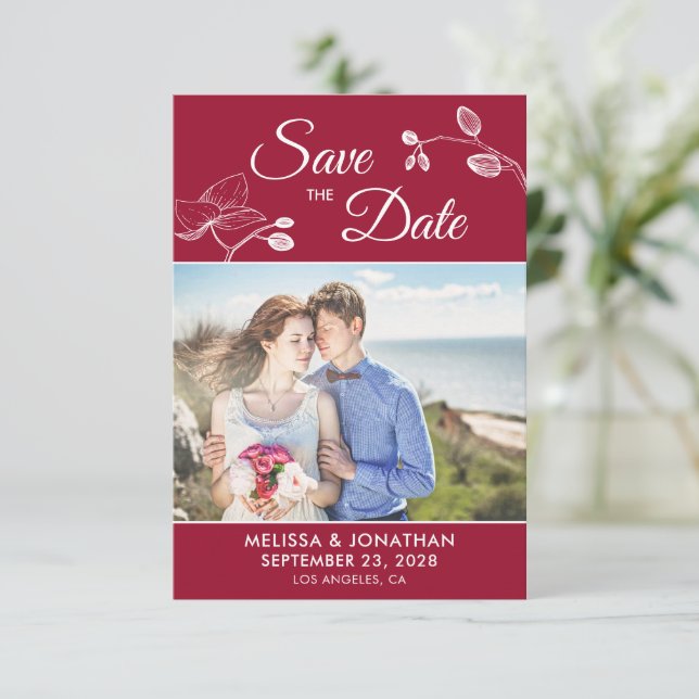 Elegant orchids modern floral photo save the date (Standing Front)