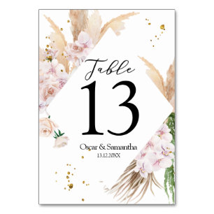 Elegant Orchids & Pampas Beauty Frame  Table Number
