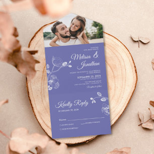 Elegant orchids purple floral botanical wedding all in one invitation