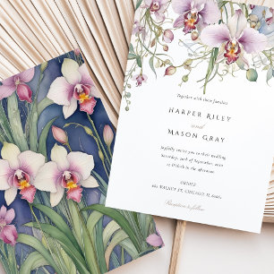 Elegant Orchids Wedding Delicate Pastel Florals Invitation