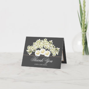 Elegant Orchids & Whites Roses Botanical Thank You Card