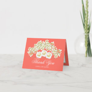 Elegant Orchids & Whites Roses Botanical Thank You Card
