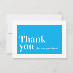 ELEGANT ORDER INSERT business thank you aqua blue Card