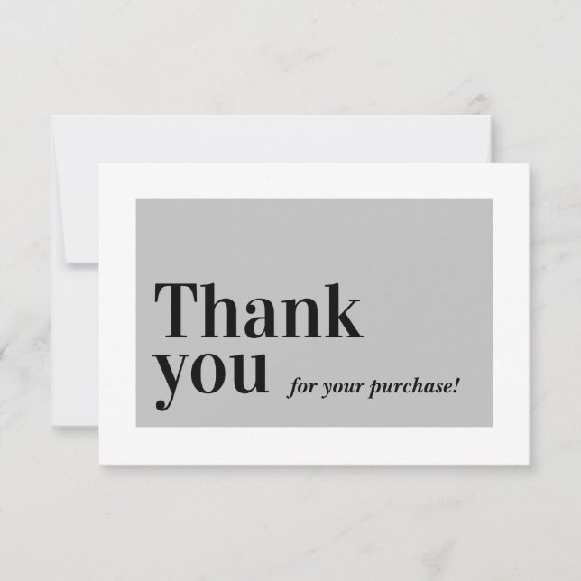 ELEGANT ORDER INSERT business thank you grey Card (Front)