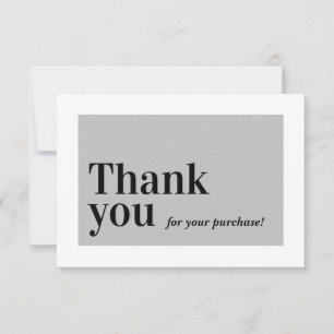 ELEGANT ORDER INSERT business thank you grey Card