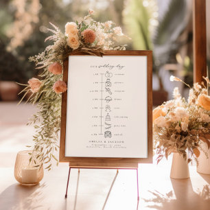 Elegant Order Of Events Wedding Timeline Icons Poster