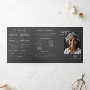 Elegant Order Of Service 6-Photo Funeral/Memorial Tri-Fold Programme