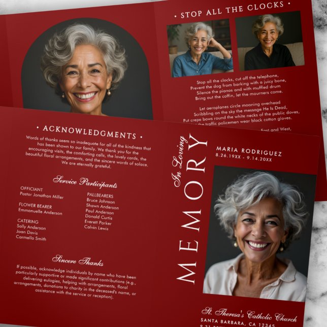 Elegant Order Of Service Obituary 6-Photo Funeral Tri-Fold Programme (Creator Uploaded)