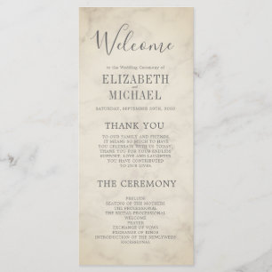Elegant Order of Service  Tropical Marble Wedding Menu