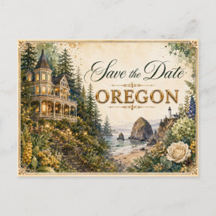 Elegant Oregon Save the Date Wedding Invitation Postcard