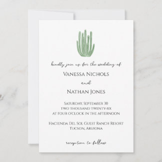 Elegant Organ Pipe Cactus Wedding Invitation