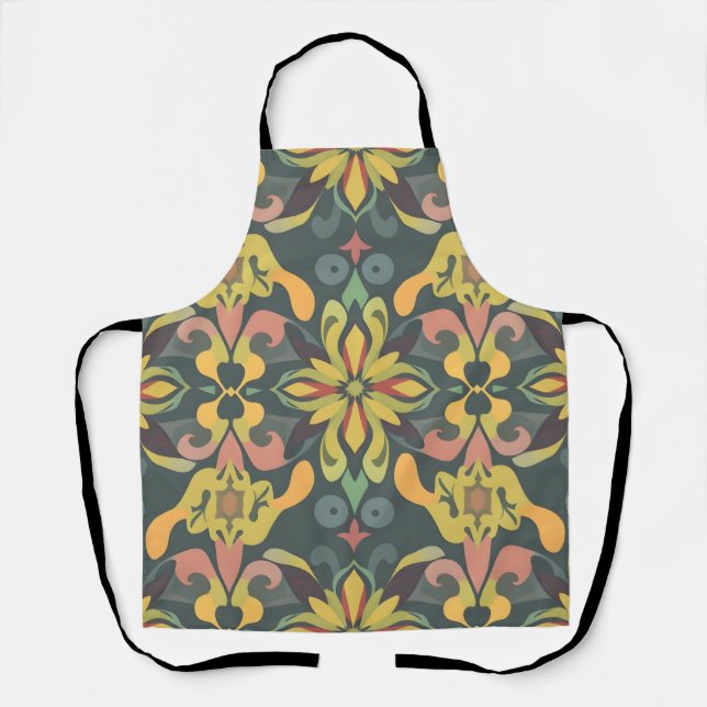 Elegant Organic Apron with Soft Colour Pattern (Front)