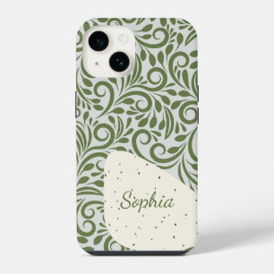 Elegant Organic Green Shape Art for Gifts iPhone 14 Case