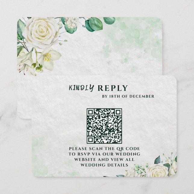 Elegant Organic Modern Wedding RSVP Card  (Front/Back)