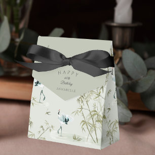 Elegant Oriental Bamboo Crane 60th birthday Favour Box