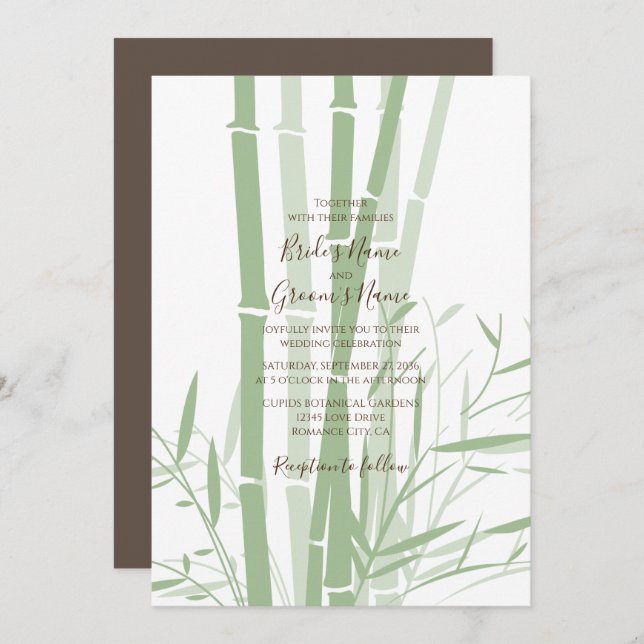 Elegant Oriental Bamboo Wedding Invitations (Front/Back)