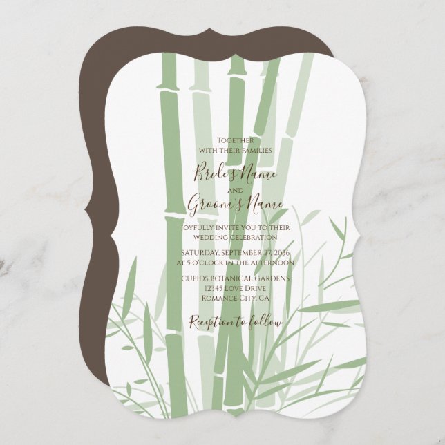 Elegant Oriental Bamboo Wedding Invitations (Front/Back)