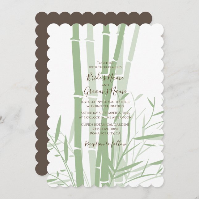 Elegant Oriental Bamboo Wedding Invitations (Front/Back)