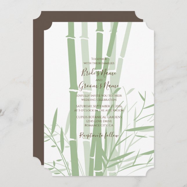 Elegant Oriental Bamboo Wedding Invitations (Front/Back)
