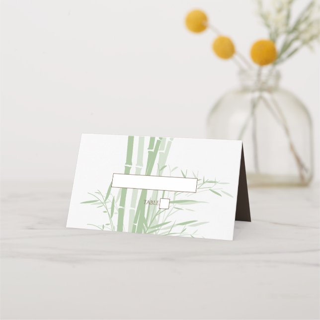 Elegant Oriental Bamboo Wedding Place Cards (Front)