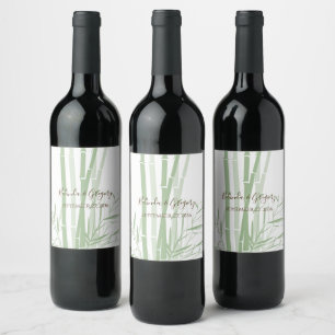 Elegant Oriental Bamboo Wedding Wine Label