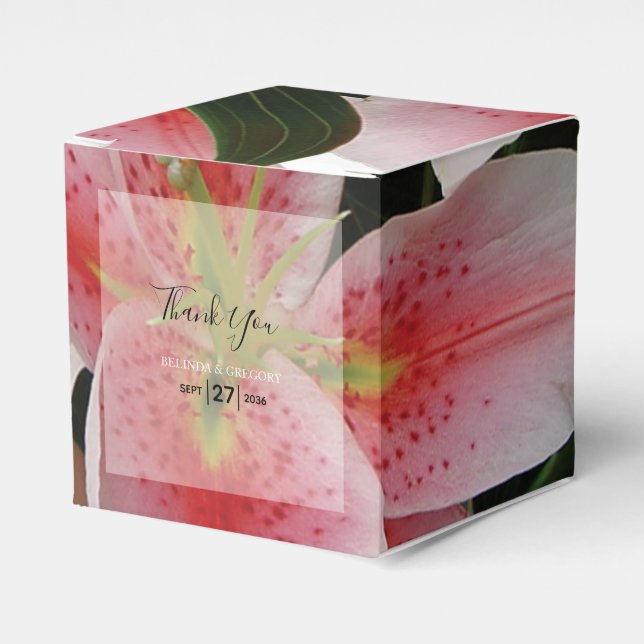 Elegant Oriental Lilies Wedding  Favour Box (Front Side)