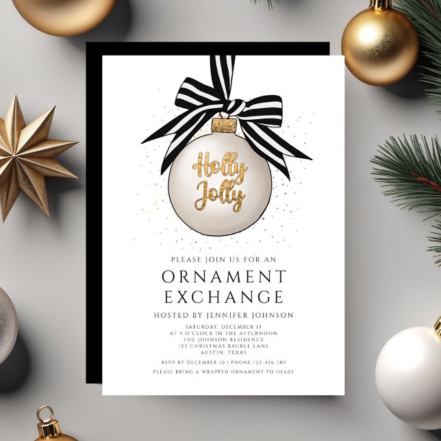 Elegant Ornament Exchange Christmas Invitation (Elegant Ornament Exchange Christmas Invitation)