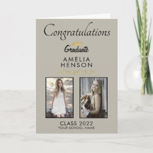 Elegant Ornament Graduate 2 Photo Graduation Card