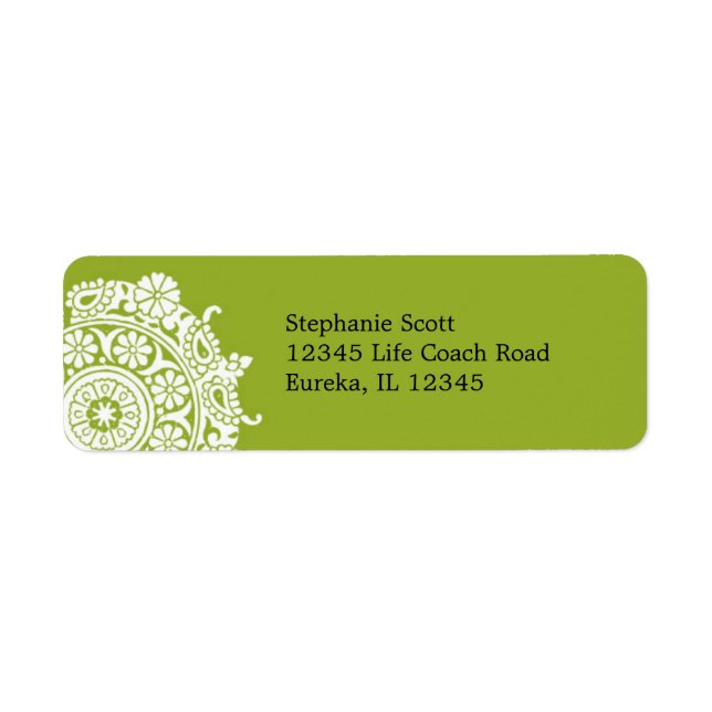 Elegant Ornament White/Lime Green Avery Label (Front)