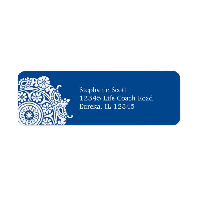 Elegant Ornament White/Royal Blue Avery Label (Front)