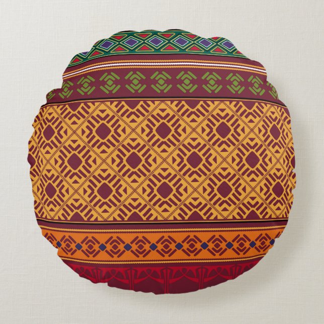 Elegant Ornamental Africa: Indian Ethnic Pattern Round Cushion (Front)