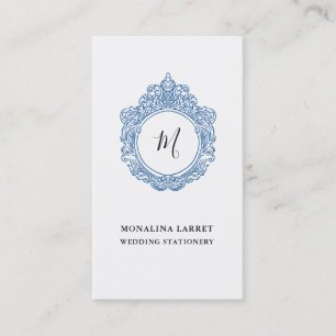 Elegant Ornamental Crest Frame Monogram Business Card