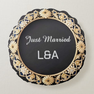 Elegant Ornamental Details Luxury Sophisticated Round Cushion