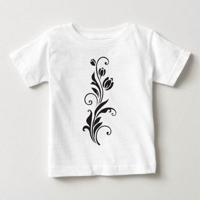 Elegant Ornamental Floral Flower Art Baby T-Shirt (Front)