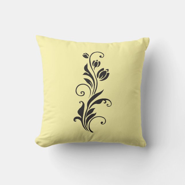 Elegant Ornamental Floral Flower Art Cushion (Front)