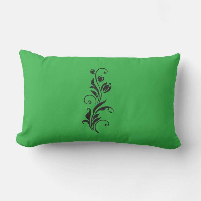 Elegant Ornamental Floral Flower Art Lumbar Cushion (Front)