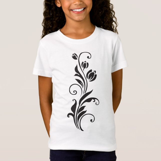 Elegant Ornamental Floral Flower Art T-Shirt (Front)