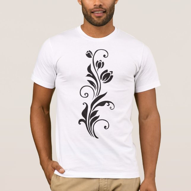 Elegant Ornamental Floral Flower Art T-Shirt (Front)