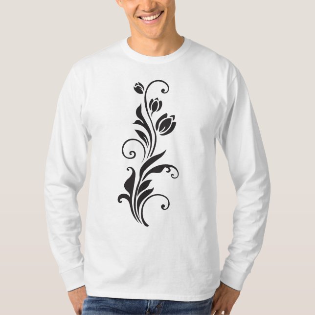 Elegant Ornamental Floral Flower Art T-Shirt (Front)