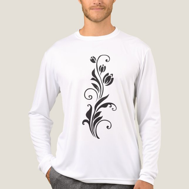 Elegant Ornamental Floral Flower Art Tri-Blend Shirt (Front)