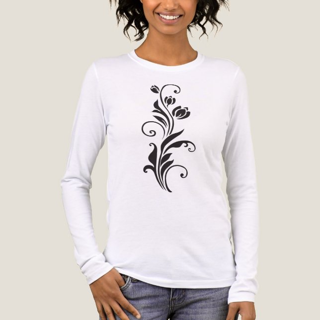 Elegant Ornamental Floral Flower Art Tri-Blend Shirt (Front)