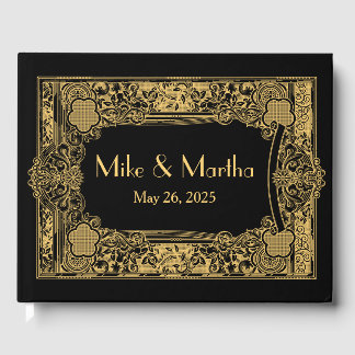 Elegant Ornamental Gold Frame Guest Book