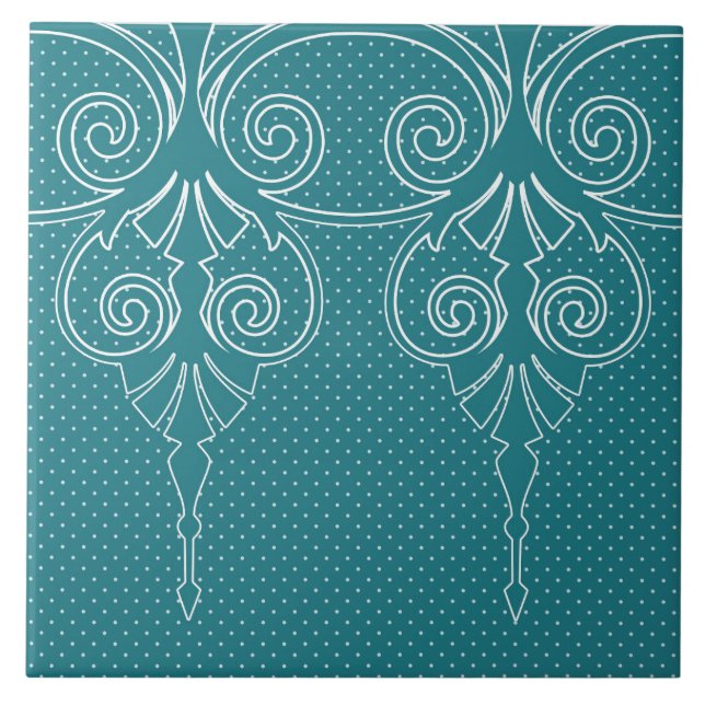 Elegant, ornamental, polka dots, lines, swirls tile (Front)