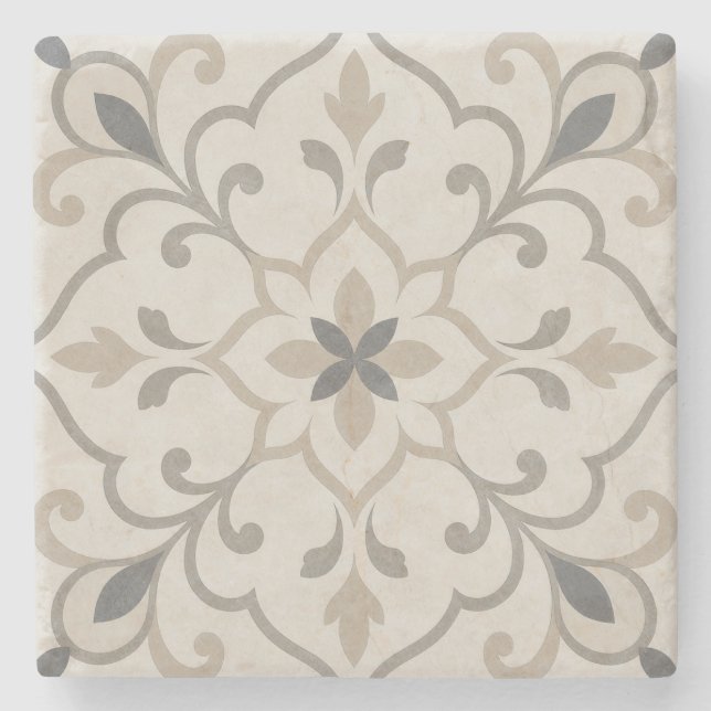 Elegant Ornamental Stone Tile Coaster (Front)